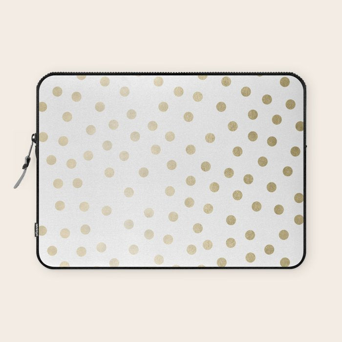 Stylish Gold Polka Dots Laptop Sleeve Gallery Image 1