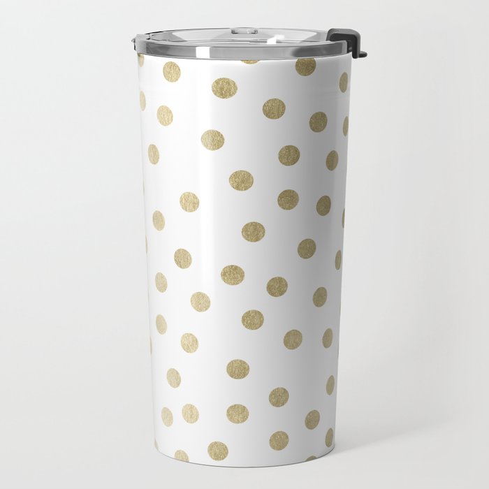 Stylish Gold Polka Dots Travel Mug Gallery Image 2