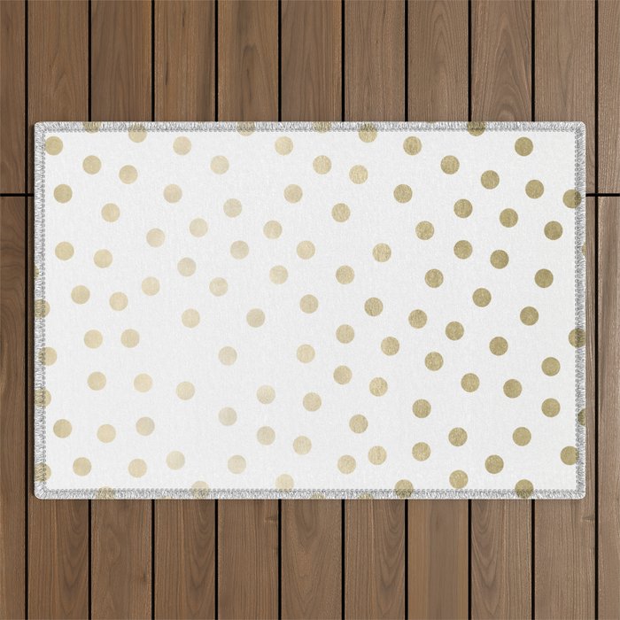 Stylish Gold Polka Dots Outdoor Rug Gallery Image 1