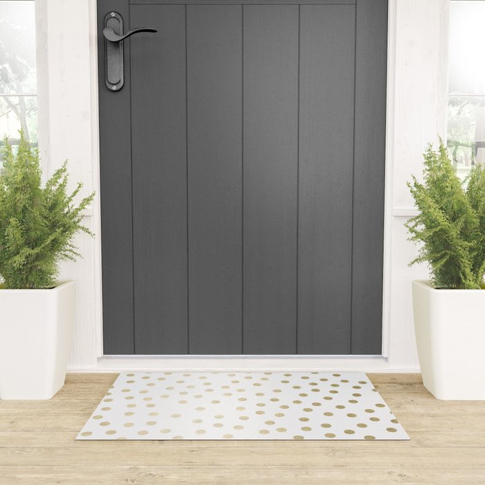 Stylish Gold Polka Dots Welcome Mat Gallery Image 3