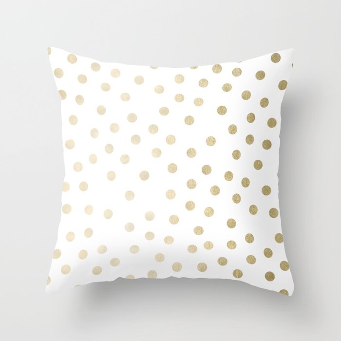 Stylish Gold Polka Dots Throw Pillow Gallery Image 6