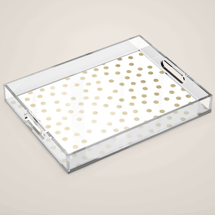 Stylish Gold Polka Dots Acrylic Tray Gallery Image 1