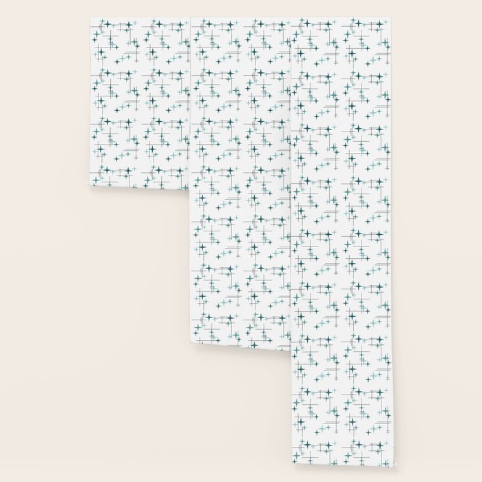 Mid Century Modern Stars (Teal) Wallpaper Gallery Image 3