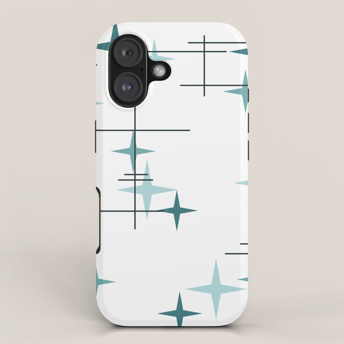Mid Century Modern Stars (Teal) iPhone Case Gallery Image 1
