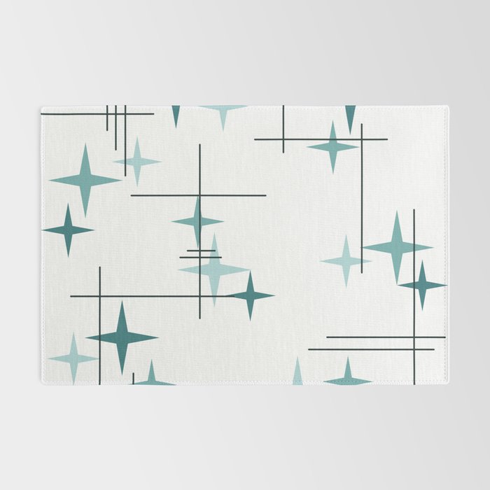 Mid Century Modern Stars (Teal) Rug Gallery Image 2