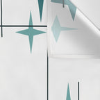 Mid Century Modern Stars (Teal) Wall Tapestry Gallery Image 3