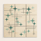 Mid Century Modern Stars (Teal) Wood Wall Art Gallery Image 1