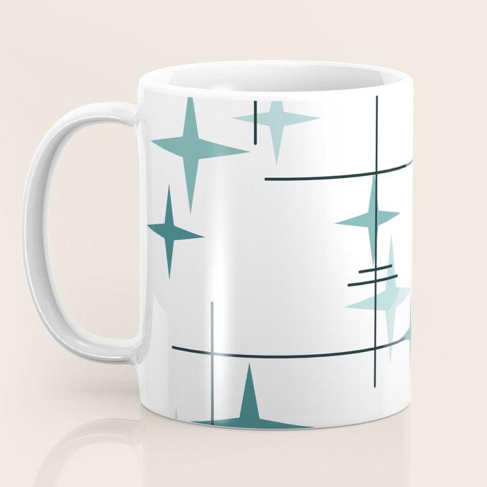 Mid Century Modern Stars (Teal) Coffee Mug Gallery Image 3