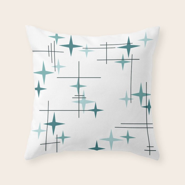 Mid Century Modern Stars (Teal) Throw Pillow Gallery Image 6