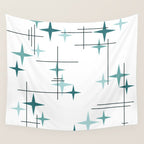 Mid Century Modern Stars (Teal) Wall Tapestry Gallery Image 4