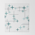 Mid Century Modern Stars (Teal) Throw Blanket Gallery Image 2