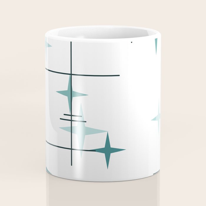 Mid Century Modern Stars (Teal) Coffee Mug Gallery Image 4