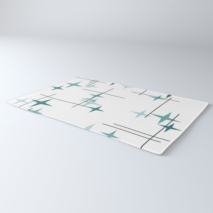 Mid Century Modern Stars (Teal) Rug Gallery Image 3