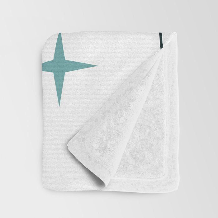 Mid Century Modern Stars (Teal) Throw Blanket Gallery Image 3