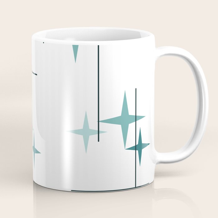 Mid Century Modern Stars (Teal) Coffee Mug Gallery Image 1