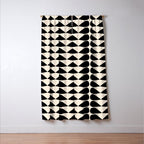 Mod Leaves Mid Century Modern Abstract Pattern in Black and Almond Cream Window Curtain Gallery Image 3