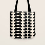 Mod Leaves Mid Century Modern Abstract Pattern in Black and Almond Cream Tote Bag Gallery Image 1