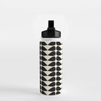 Mod Leaves Mid Century Modern Abstract Pattern in Black and Almond Cream Water Bottle Gallery Image 2
