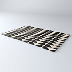 Mod Leaves Mid Century Modern Abstract Pattern in Black and Almond Cream Rug Gallery Image 3