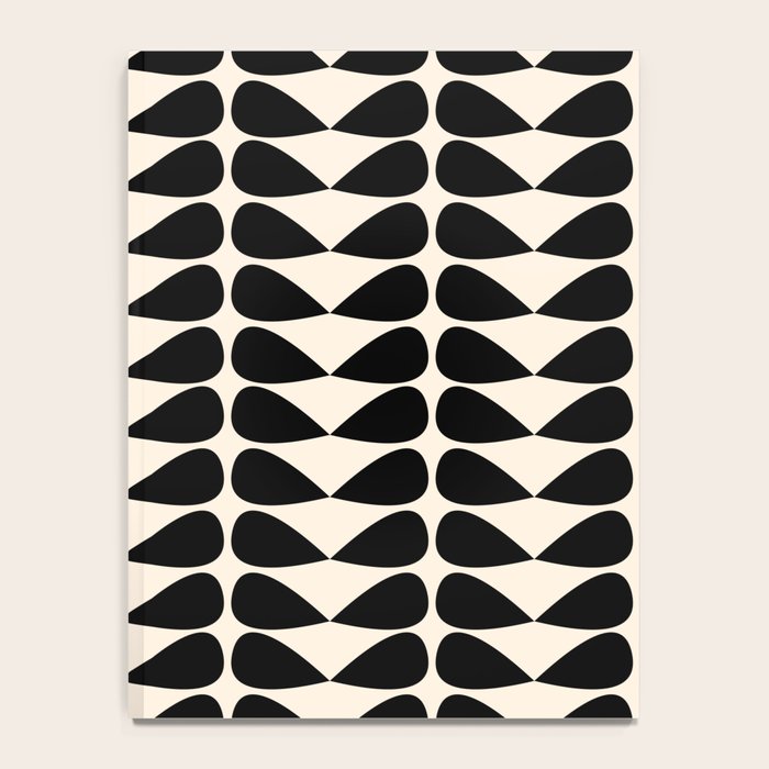 Mod Leaves Mid Century Modern Abstract Pattern in Black and Almond Cream Notebook Gallery Image 4
