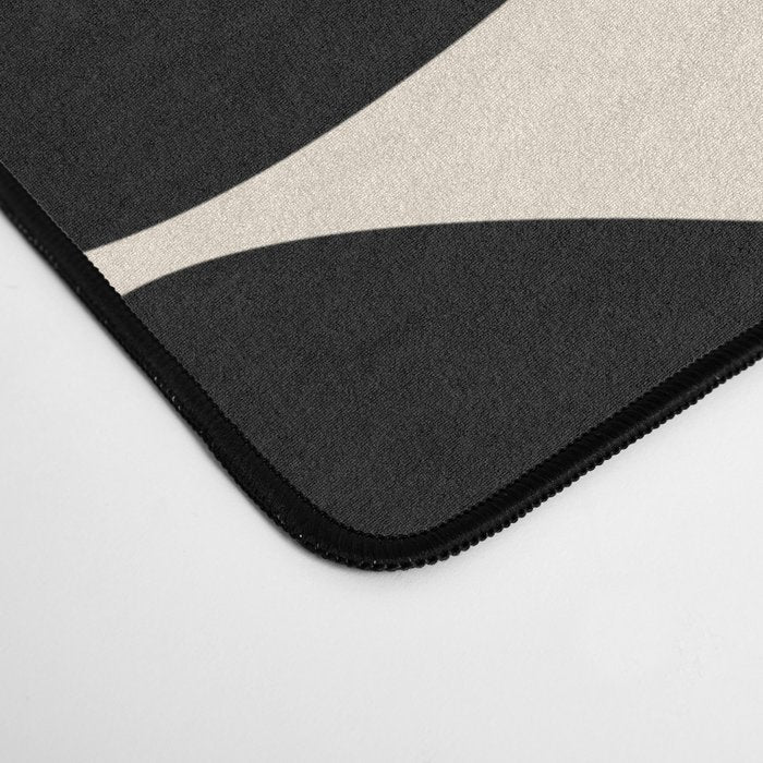 Mod Leaves Mid Century Modern Abstract Pattern in Black and Almond Cream Desk Mat Gallery Image 4