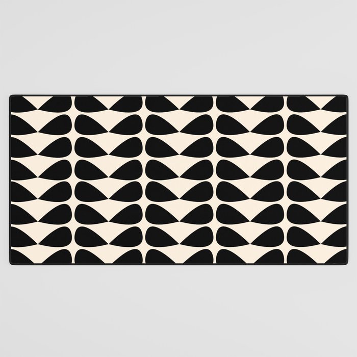 Mod Leaves Mid Century Modern Abstract Pattern in Black and Almond Cream Desk Mat Gallery Image 3
