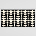Mod Leaves Mid Century Modern Abstract Pattern in Black and Almond Cream Desk Mat Gallery Image 3