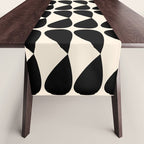 Mod Leaves Mid Century Modern Abstract Pattern in Black and Almond Cream Table Runner Gallery Image 1