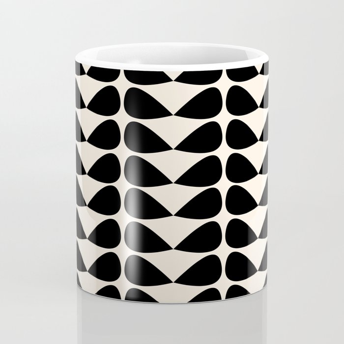 Mod Leaves Mid Century Modern Abstract Pattern in Black and Almond Cream Coffee Mug Gallery Image 4