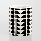 Mod Leaves Mid Century Modern Abstract Pattern in Black and Almond Cream Coffee Mug Gallery Image 4