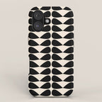 Mod Leaves Mid Century Modern Abstract Pattern in Black and Almond Cream iPhone Case Gallery Image 1