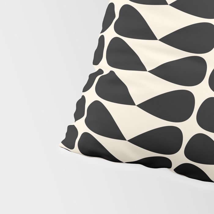 Mod Leaves Mid Century Modern Abstract Pattern in Black and Almond Cream Pillow Sham Gallery Image 4