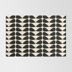 Mod Leaves Mid Century Modern Abstract Pattern in Black and Almond Cream Rug Gallery Image 2