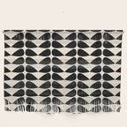 Mod Leaves Mid Century Modern Abstract Pattern in Black and Almond Cream Wall Hanging Gallery Image 1