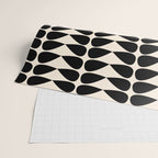Mod Leaves Mid Century Modern Abstract Pattern in Black and Almond Cream Wrapping Paper Gallery Image 2
