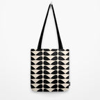 Mod Leaves Mid Century Modern Abstract Pattern in Black and Almond Cream Tote Bag Gallery Image 2