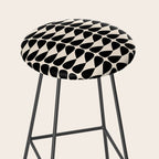 Mod Leaves Mid Century Modern Abstract Pattern in Black and Almond Cream Stool Gallery Image 2