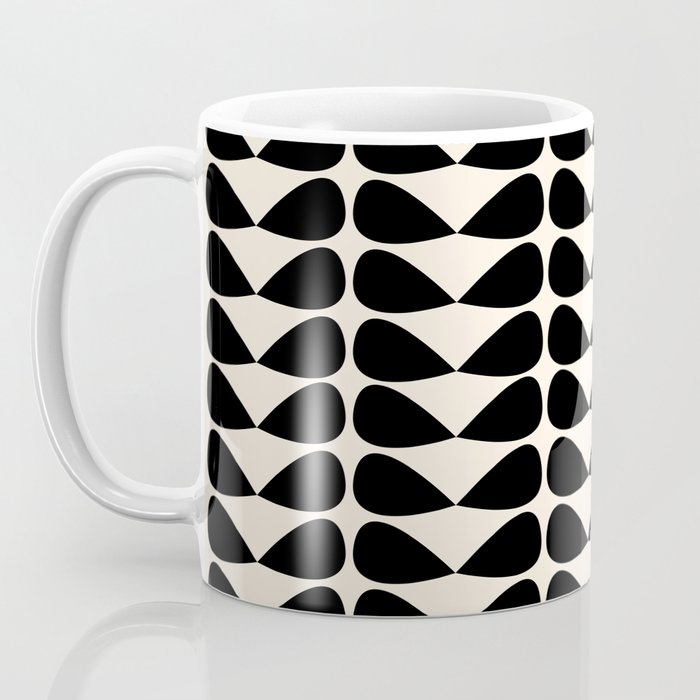 Mod Leaves Mid Century Modern Abstract Pattern in Black and Almond Cream Coffee Mug Gallery Image 3