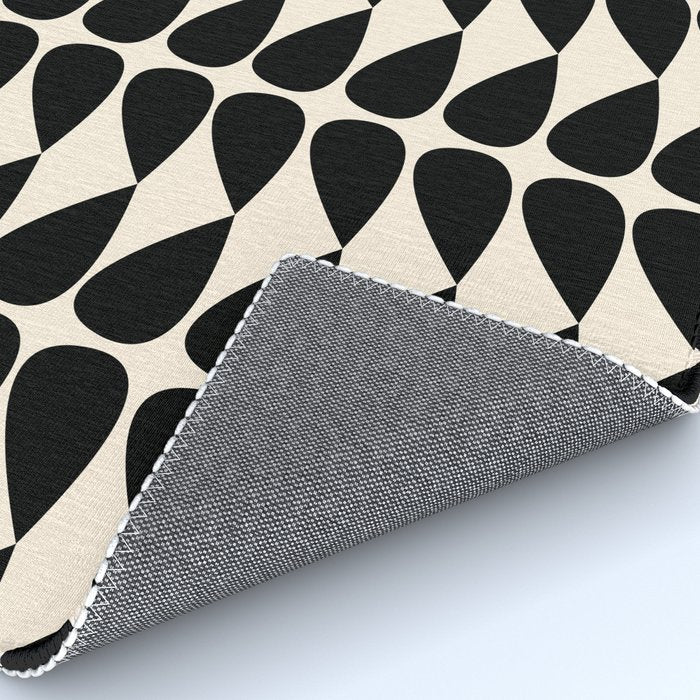 Mod Leaves Mid Century Modern Abstract Pattern in Black and Almond Cream Rug Gallery Image 4