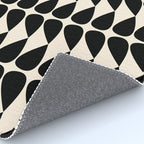 Mod Leaves Mid Century Modern Abstract Pattern in Black and Almond Cream Rug Gallery Image 4