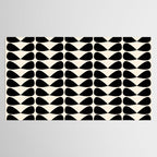 Mod Leaves Mid Century Modern Abstract Pattern in Black and Almond Cream Tablecloth Gallery Image 2