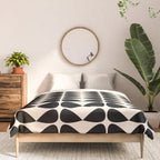Mod Leaves Mid Century Modern Abstract Pattern in Black and Almond Cream Comforter Gallery Image 3