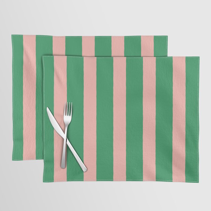 Simple Stripes Pattern - Green Pink Placemat Gallery Image 1