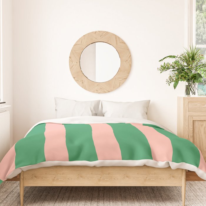 Simple Stripes Pattern - Green Pink Duvet Cover Gallery Image 3