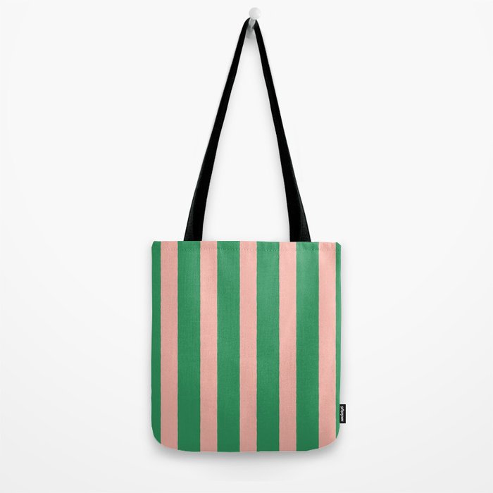 Simple Stripes Pattern - Green Pink Tote Bag Gallery Image 2