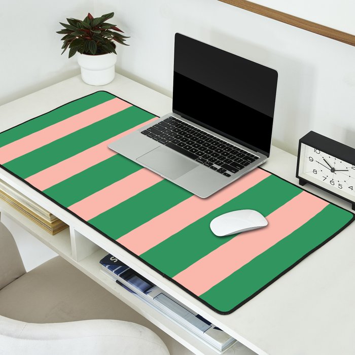 Simple Stripes Pattern - Green Pink Desk Mat Gallery Image 2