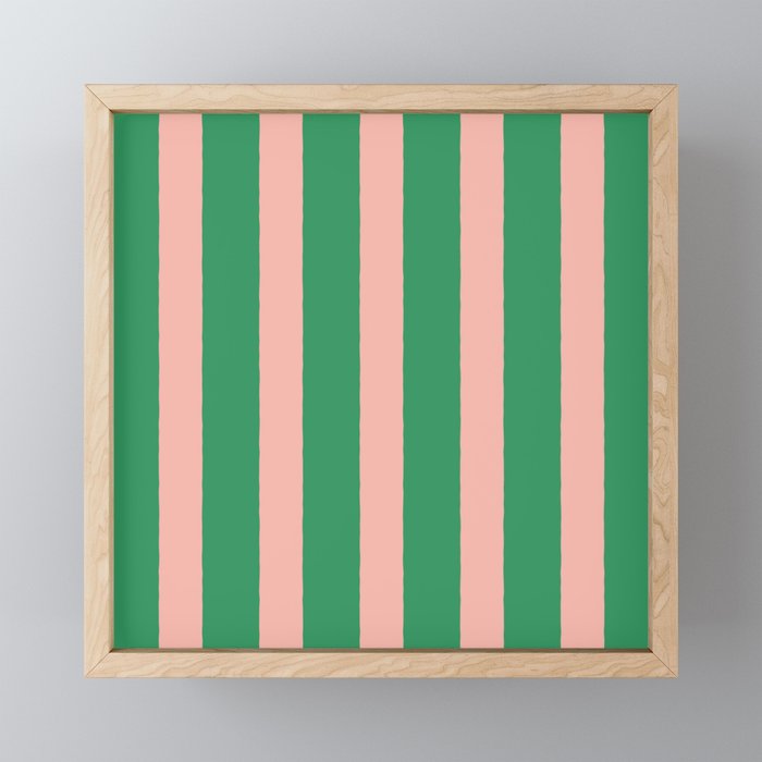 Simple Stripes Pattern - Green Pink Mini Art Print Gallery Image 1