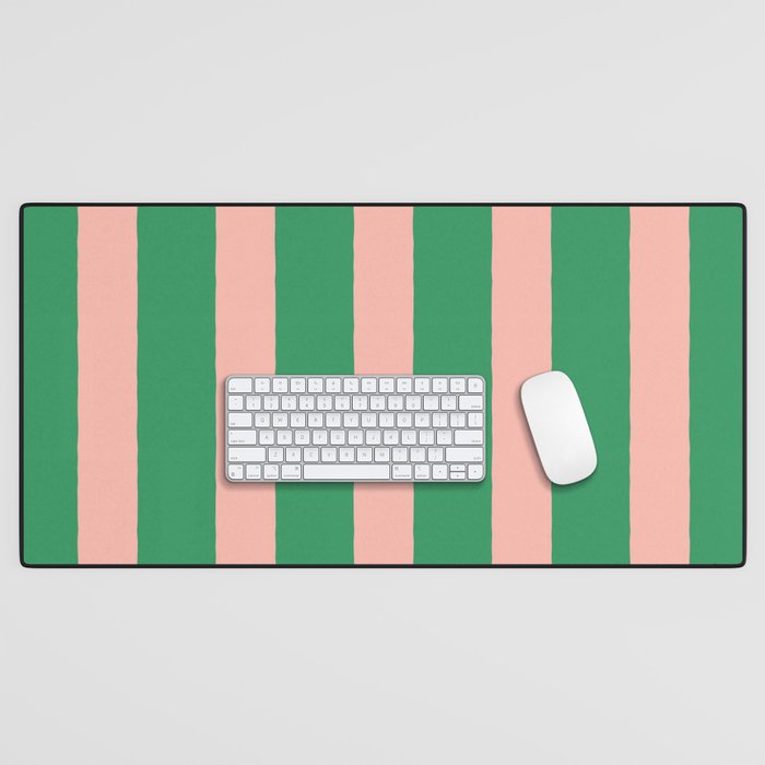 Simple Stripes Pattern - Green Pink Desk Mat Gallery Image 1