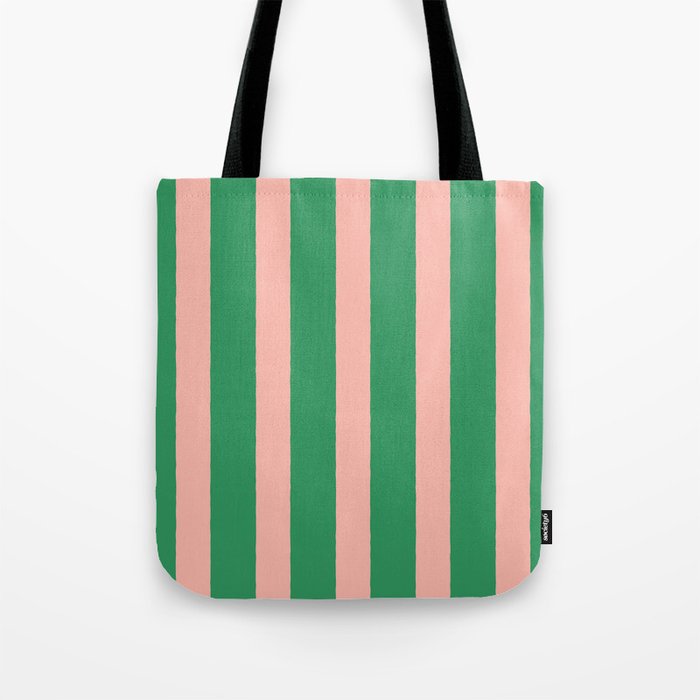 Simple Stripes Pattern - Green Pink Tote Bag Gallery Image 1
