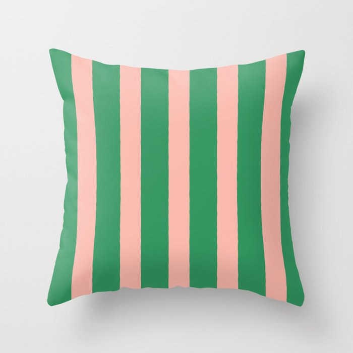 Simple Stripes Pattern - Green Pink Throw Pillow Gallery Image 6